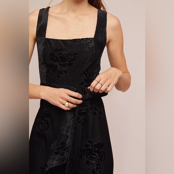 Anthropologie Moulinette Soeurs Noir Velvet Burnout Wide Leg Jumpsuit 12 NEW - Picture 2 of 10